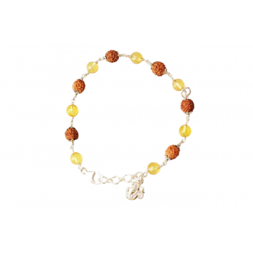 4 Mukhi with Yellow Citrine Bracelet in Silver Capping