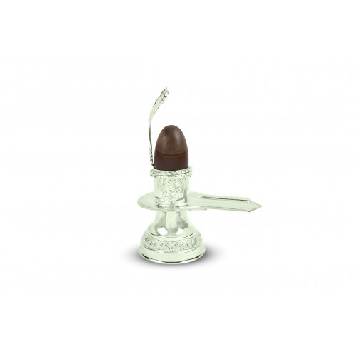 Narmada Lingam with pure silver yoni base