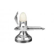 Narmada Shaligram Shivlinga with Pure Silver Yoni Base Style - ii