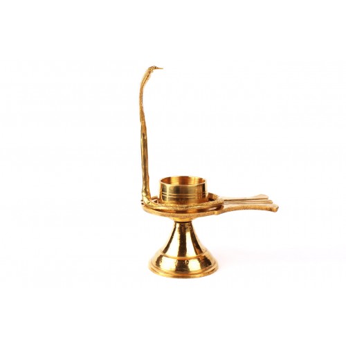 Heavy Brass Yoni Base with Snake Head Big