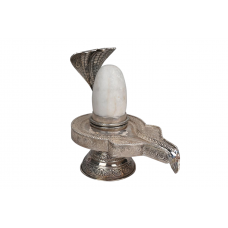 Pure Silver Yoni Base with White Narmada Lingam