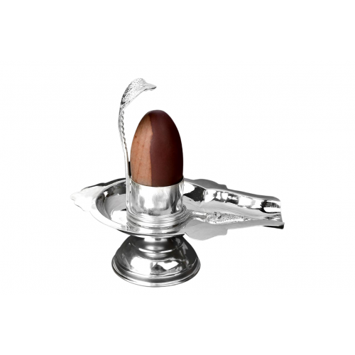 Narmada Lingam With Pure Silver Yoni Base - i