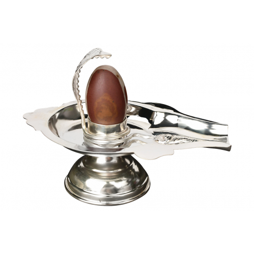 Narmada Lingam with Pure Silver Yoni Base - ii