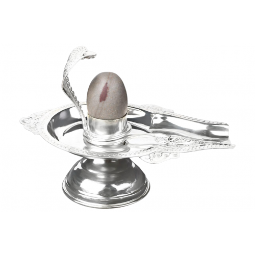 Pure Silver Yoni Base with Tilakdhari Narmada Lingam