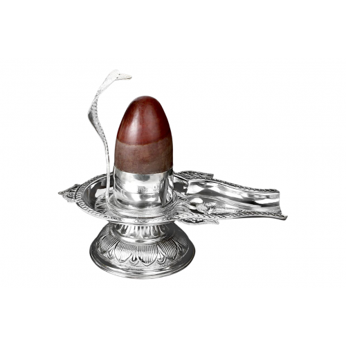 Pure Silver Yoni Base with Narmada Lingam - vi