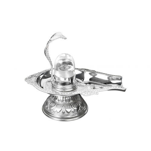 Pure Silver Yoni Base With Sphatik Lingam - xvii