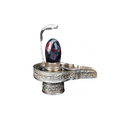 Agate Lingam with Pure Silver Yoni Base