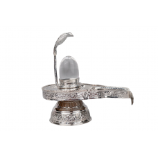 Pure Silver Yoni Base with Sphatik Lingam - v