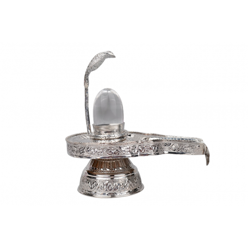 Pure Silver Yoni Base with Sphatik Lingam - v