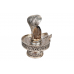 Pure Silver Yoni Base with Shiva Face on Smoky Quartz Lingam