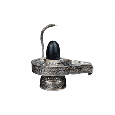 Pure Silver Yoni Base with Black Narmada Lingam - iii