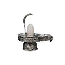 Pure Silver Yoni Base with White Narmada Lingam - i