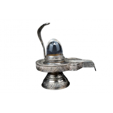 Oxidized Silver Yoni Base with Spahtik Lingam