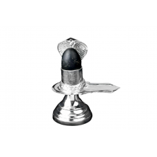 Nakshatra Shaligram Lingam with Silver Yoni Base