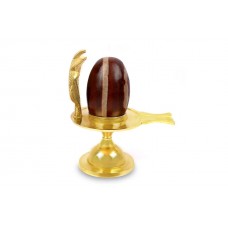 Narmada Shivling With Brass Yoni Base Style - viii