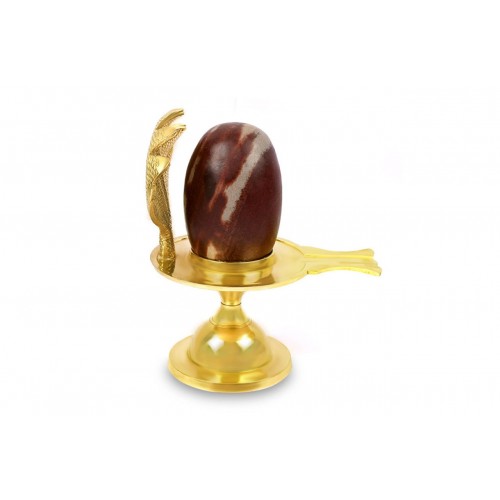 Narmada Shivling With Brass Yoni Base Style - xxi