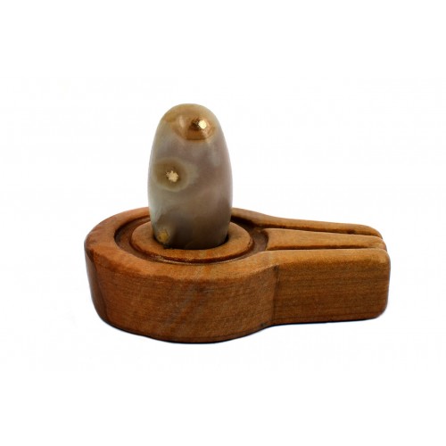 Crystalline White Natral Svayambhu Bana Lingam With Yoni Base - xxx