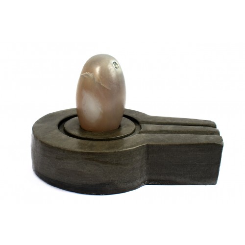 Crystalline White Natral Svayambhu Bana Lingam With Yoni Base - lxii