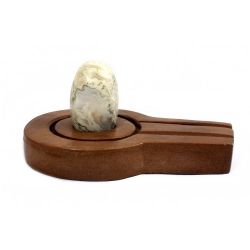 Crystalline White Natral Svayambhu Bana Lingam With Yoni Base -lxvi