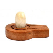 Crystalline White Natral Svayambhu Bana Lingam With Yoni Base - lix