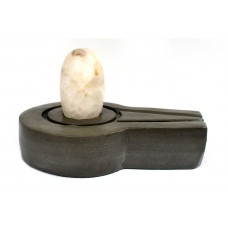 Crystalline White Natral Svayambhu Bana Lingam With Yoni Base - lviii