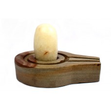 Crystalline White Natral Svayambhu Bana Lingam With Yoni Base - xlv