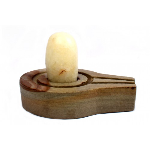 Crystalline White Natral Svayambhu Bana Lingam With Yoni Base - xlv