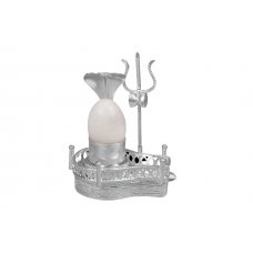 White Narmada Lingam on Pure Silver Yoni Base