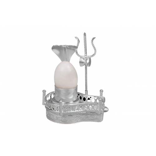 White Narmada Lingam on Pure Silver Yoni Base