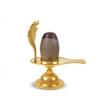 Narmada Shivling Brass Yoni Base Style - v