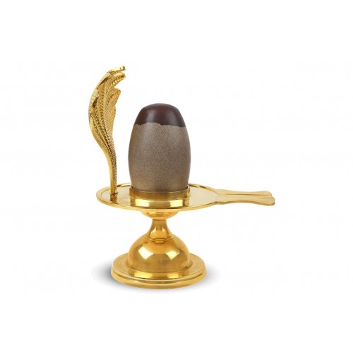 Narmada Shivling Brass Yoni Base Style - v