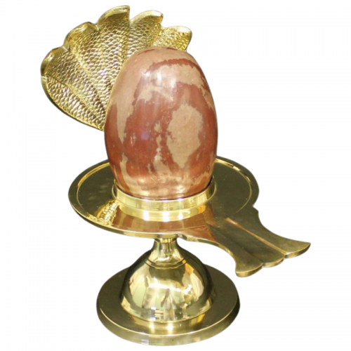 Narmada Shivling With Brass Yoni Base Style - xxx