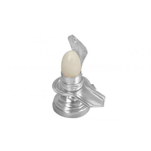 Narmada Shiva Lingram with Pure Silver Yoni Base Style v