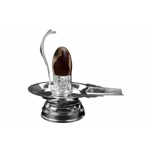 Pure Silver Yoni Base with Narmada Lingam - i