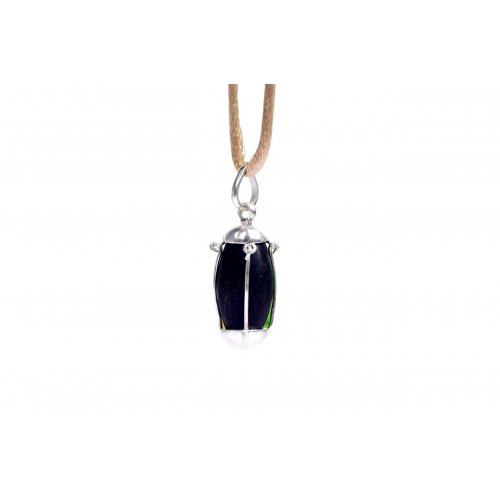Black Narmada Lingam in Silver Locket
