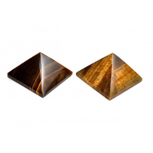 Pyramid in Natural Tiger Eye - ii - set - of - 2